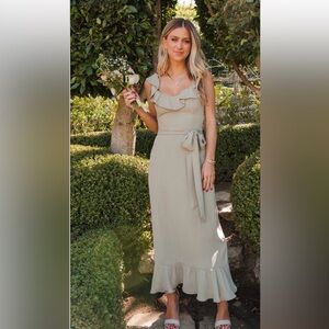 Show me your Mumu - Alexis Midi Dress - Crisp Moss green - Medium